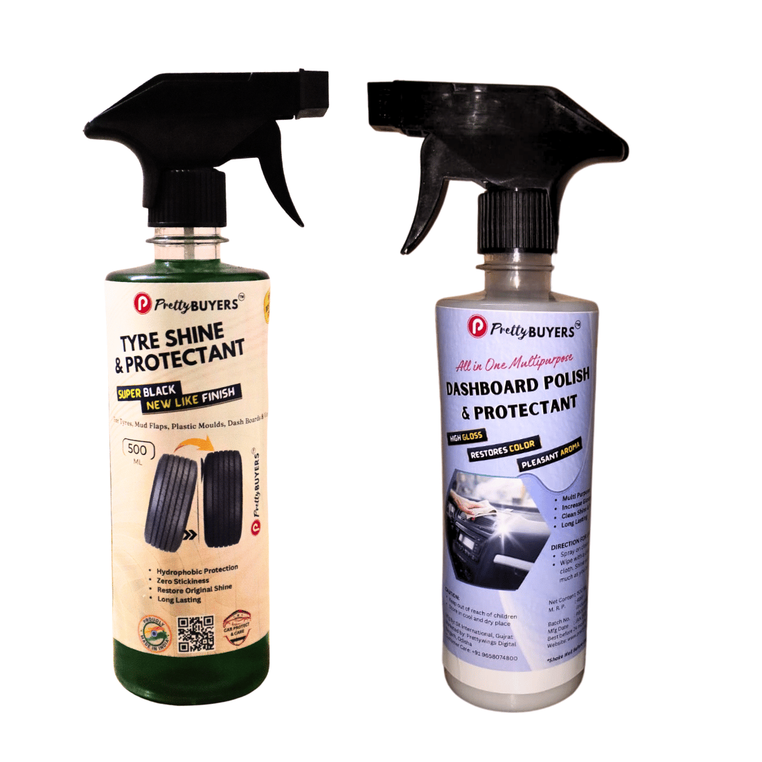 PrettyBUYERS Tyre Shine and Protectant & Dashboard Polish and Protectant Spray 500 ML Each Combo