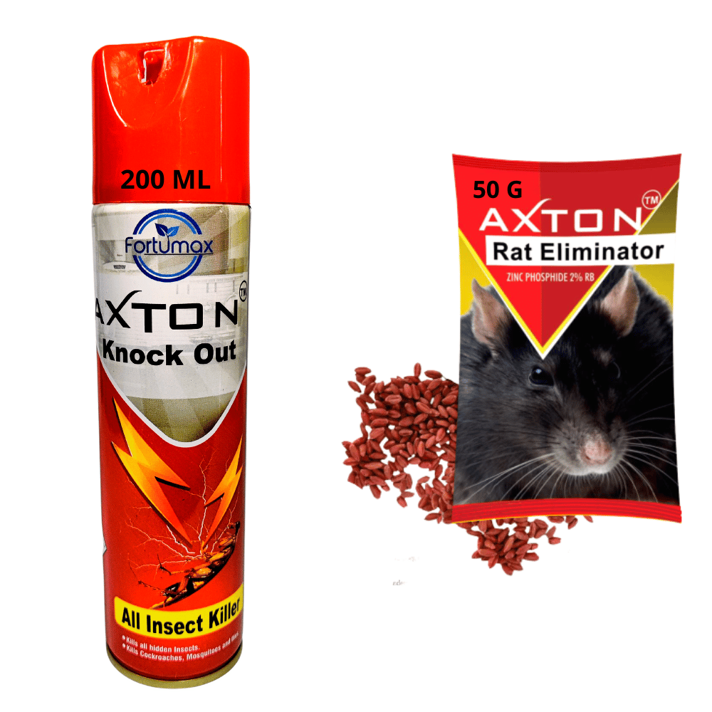 Axton Multi insect Killer Spray 200mlX1 & Rat Killer Granules 50gX1 Combo | Make Home Rat & Insects Free