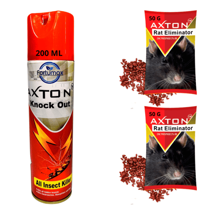 Axton Multi insect Killer Spray 200mlX1 & Rat Killer Granules 50gX2 Combo | Make Home Rat & Insects Free