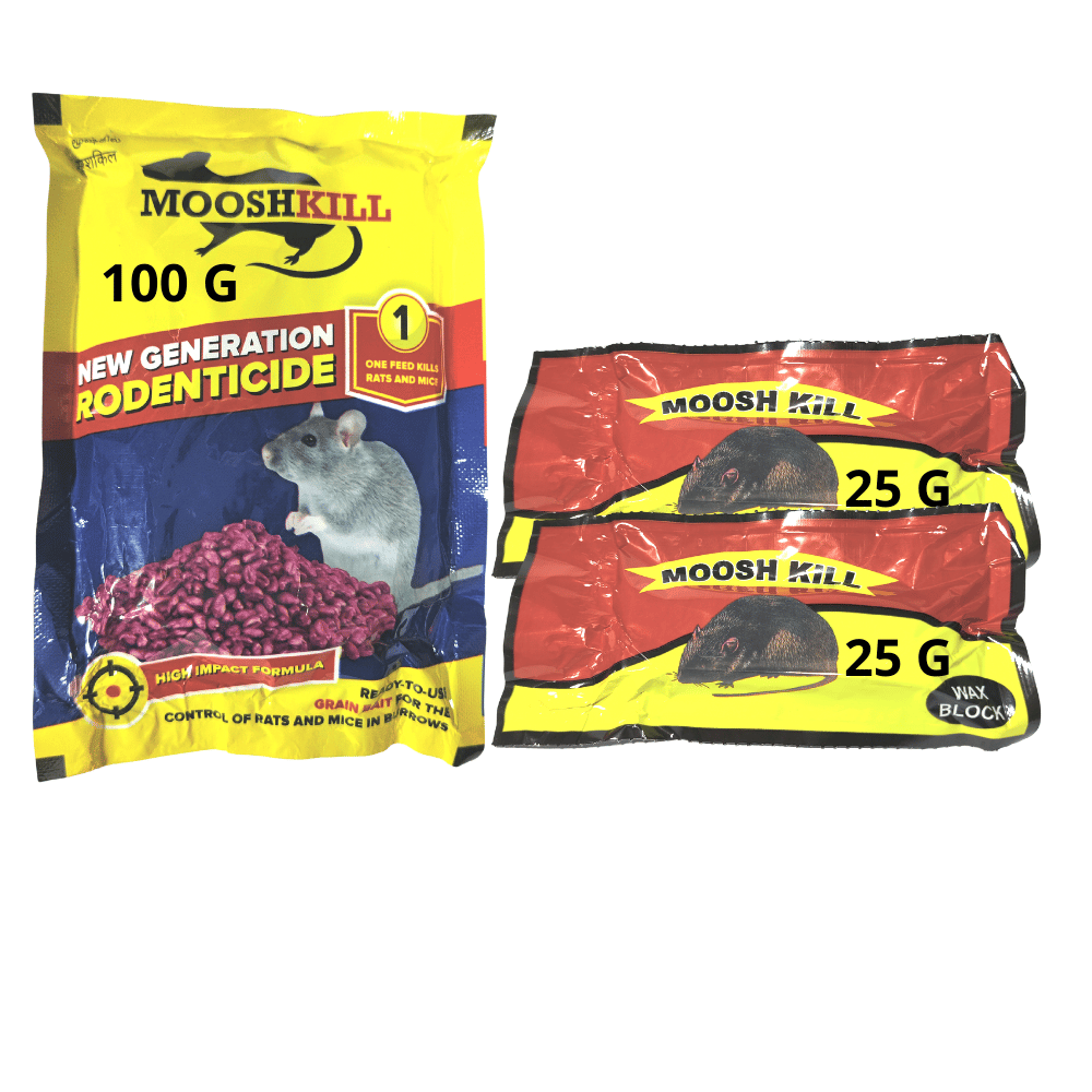 Mooshkill rat Killer Granules 100gmX1 & Cake 25 gmX2 Combo | Ready to use wax block for the control of Rats and Mice