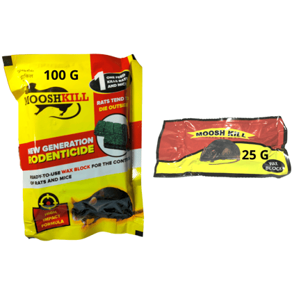 Mooshkill Rat Killer Cake 100gmX1 & 25gmX1 Combo | Ready to use wax block for the control of Rats and Mice