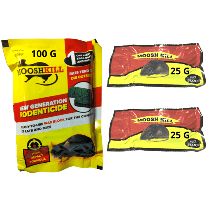 Mooshkill Rat Killer Cake 100gmX1 & 25gmX2 Combo | Ready to use wax block for the control of Rats and Mice