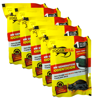 Rat Control Cake | Ready to use wax block for the control of Rats and Mice | New Generation Rodenticide | Rats tend to die outside 100gmX5 Pack of 5