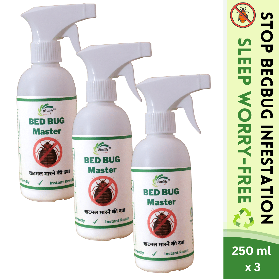 BedBug Eliminator | Khatmal Maar Spray Eco Friendly | No Chemical | No Smell | Also Effective for Sucking Ticks and Fleas for Cattle and Pets Pack of 3