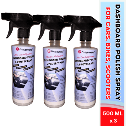 PrettyBUYERS Dashboard Polish and Protectant Spray 500 ML | Car Dashboard Cleaner | Protects and Shines Interiors of Cars, Bikes, Motorcycles, and Scooters Pack Of 3