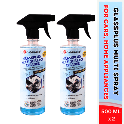PrettyBUYERS Glass and Surface Cleaner Liquid Spray - 500 ML | All-Purpose Glass Cleaner for Car, Kitchen, and Home Surfaces | Multi-Surface Cleaner Pack Of 2