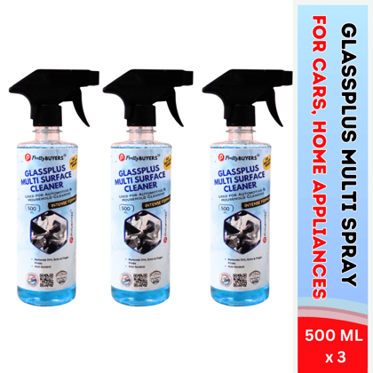 PrettyBUYERS Glass and Surface Cleaner Liquid Spray - 500 ML | All-Purpose Glass Cleaner for Car, Kitchen, and Home Surfaces | Multi-Surface Cleaner Pack Of 3