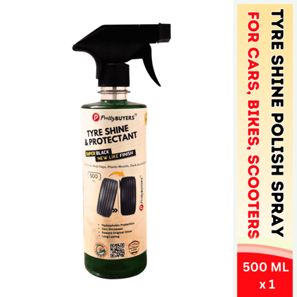 PrettyBUYERS Tyre Shine and Protectant Spray 500 ML for Car & Bike | Long Lasting Tyre Polish | Non-Greasy No Sling Formulation No Dust Attraction