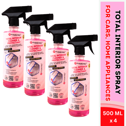 PrettyBUYERS Multipurpose Car Interior Cleaner Spray - 500 ML | All-Purpose Cleaner for Car | Cleans Seat, Roof, Doors, Interior Surface Pack Of 4