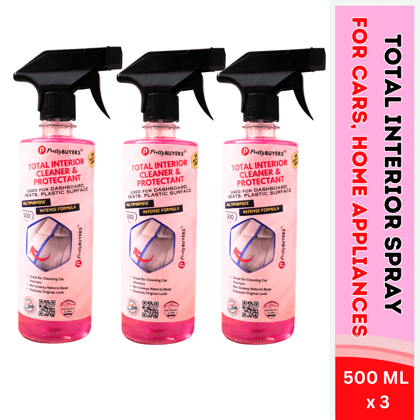 PrettyBUYERS Multipurpose Car Interior Cleaner Spray - 500 ML | All-Purpose Cleaner for Car | Cleans Seat, Roof, Doors, Interior Surface Pack of 3