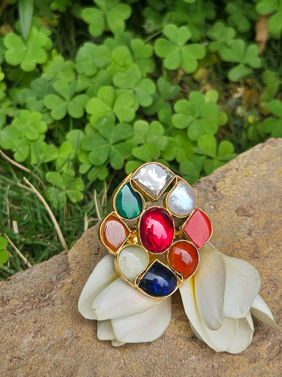 Rainbow Gemstone Majesty Ring Navratan Gemstone