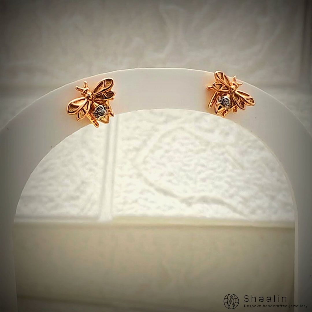 Honey Bee Shape Earring- Gold Plated