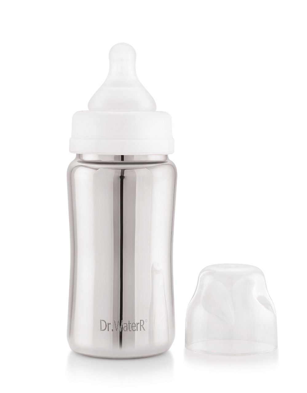 Dr.WaterR Stainless Steel Baby Feeding Bottle with Easy-Hold wide nack- Milk, Water, and Juice Nipple Bottle - 300ml