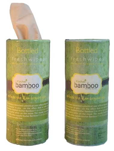 Kosher 2 Ply Bamboo Bottled Facial Tissue - 80 Pulls - Reffilable Canister - With one Extra Refill Pack