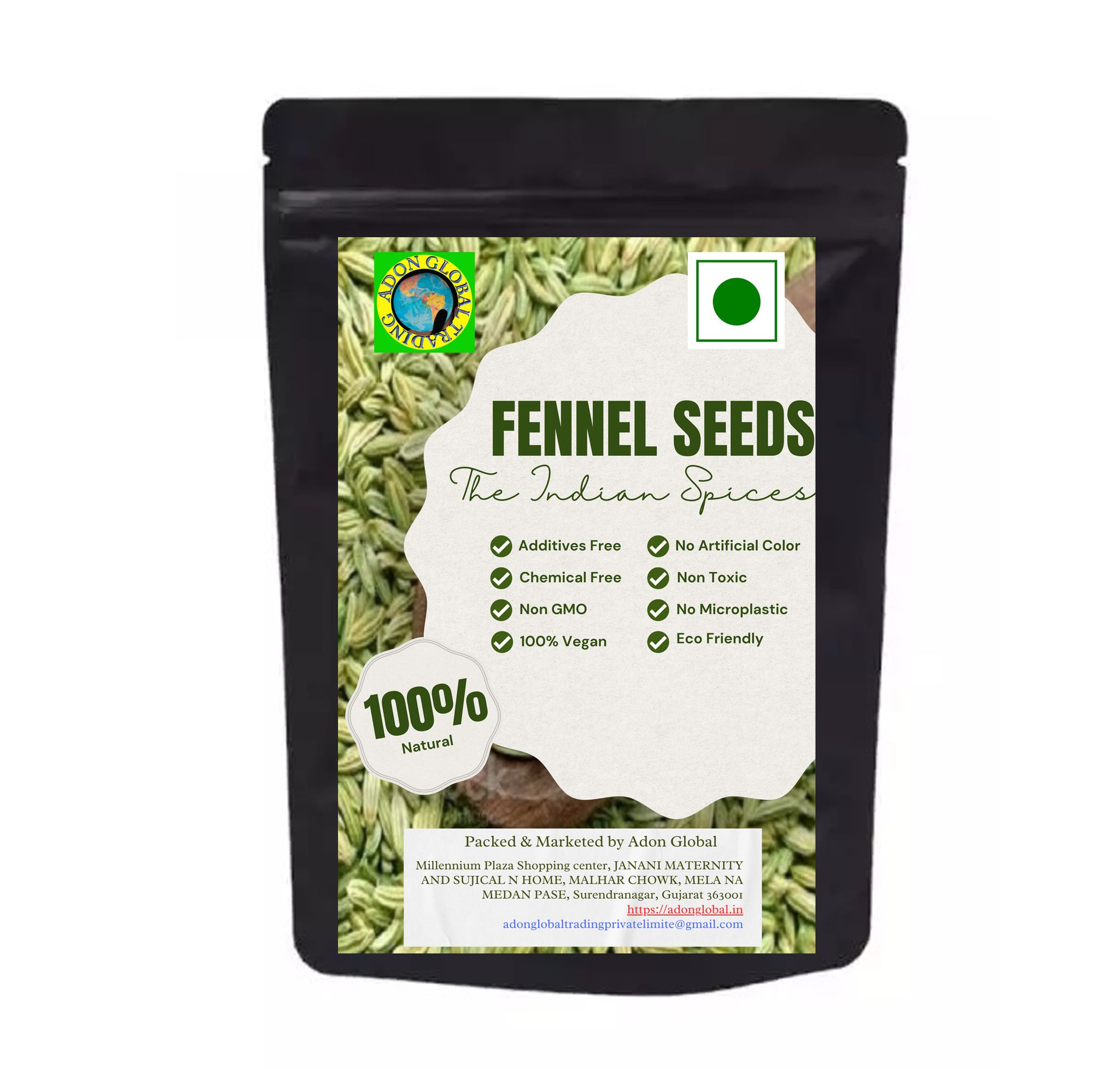 Adon Global Fresh & Natural Fennel Seeds 200g | Saunf | Variyali | Whole Indian Spices with Authentic taste & Strong Aroma