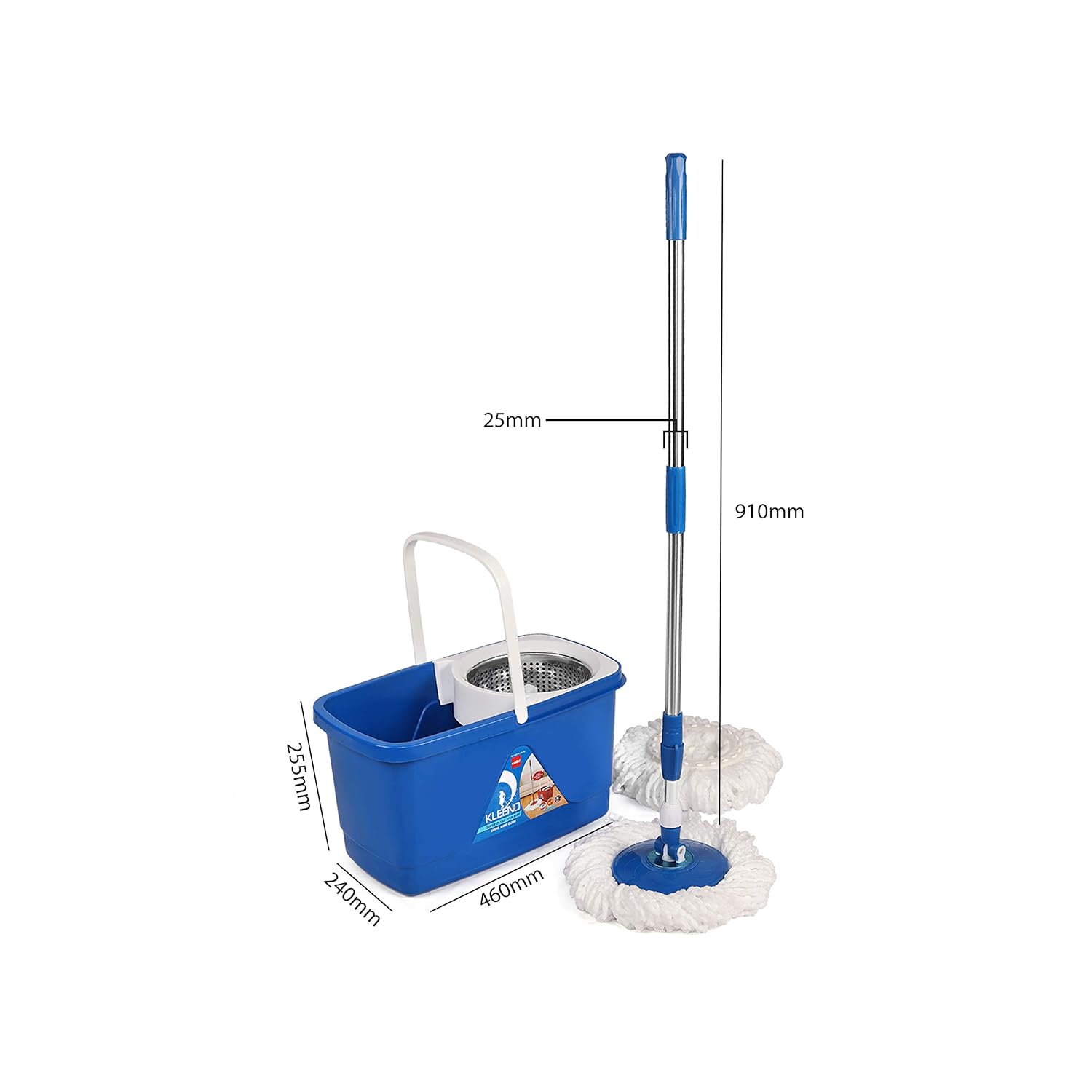 Bucket Mop Cello Kleeno Super Clean Spin Mop Bucket, 3pcs Set, Blue