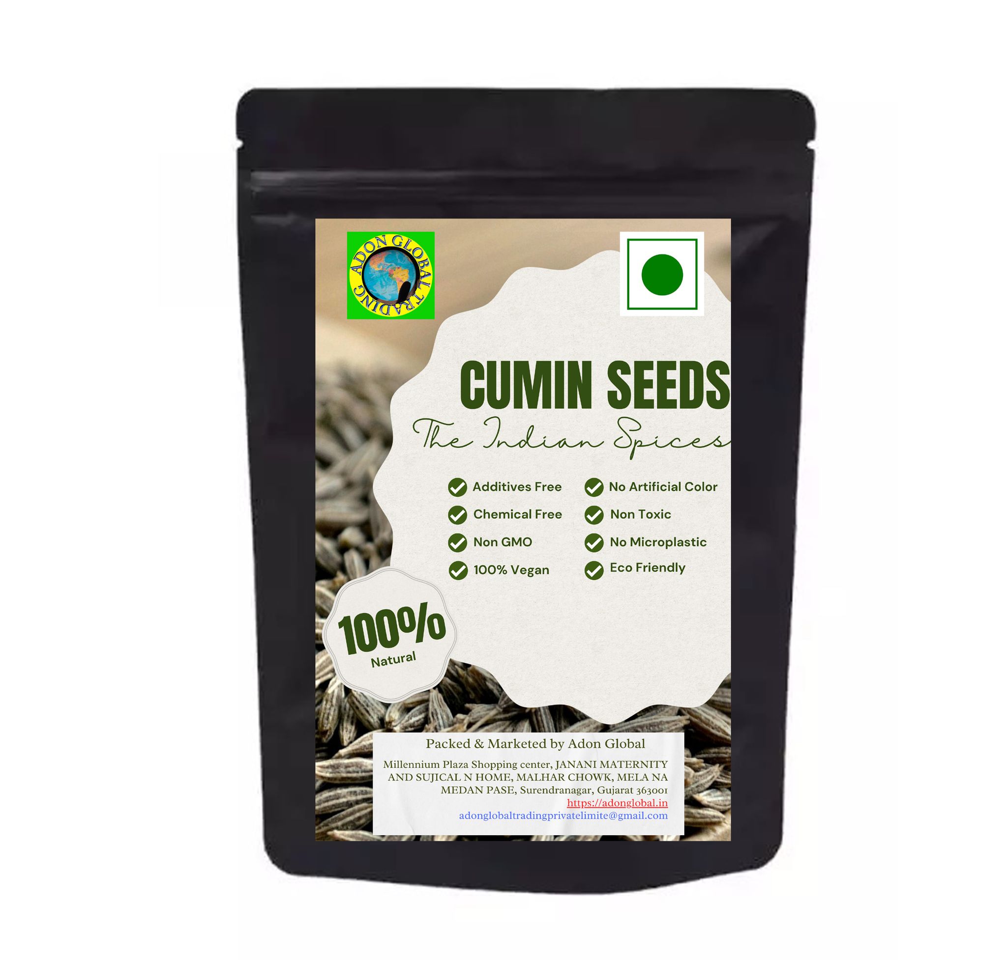 Adon Global Spices Cumin Seeds Whole (Sabut Jeera) 200gms 100% Pure & Natural Fresh