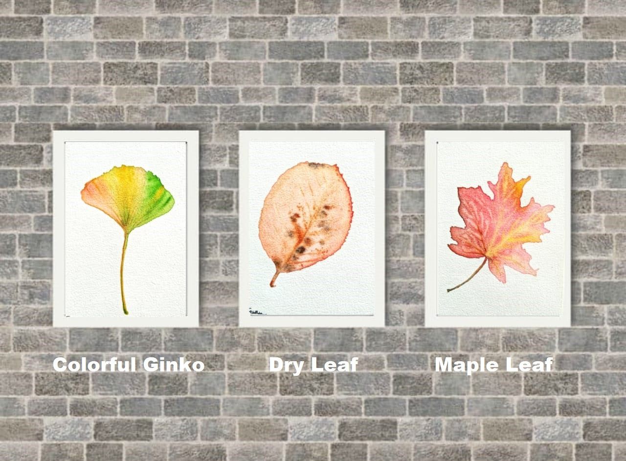 Naniart Handpainted Maple Leaf - Red Canvas Wall Art