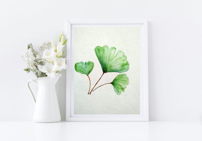 Naniart Handpainted Ginko Leaf Canvas Wall Art