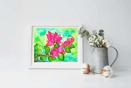 Naniart Handpainted Bougnvillea Canvas Wall Art