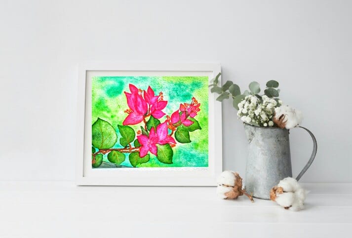 Naniart Handpainted Bougnvillea Canvas Wall Art