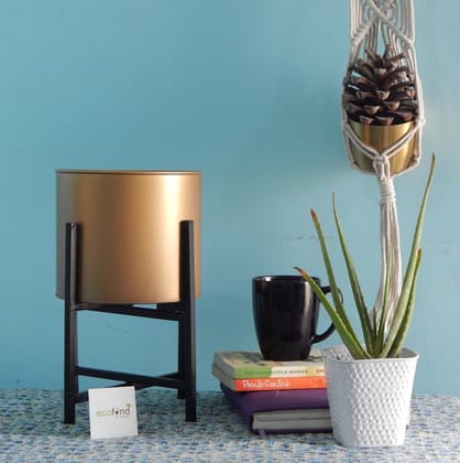 Centuria Gold Metal Plant Pot with Stand