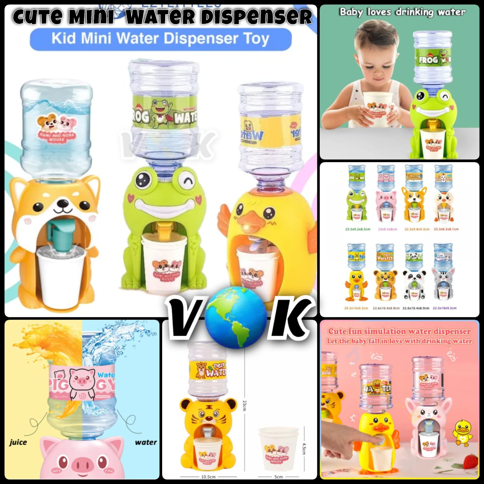 Cute Mini Water Dispenser for Children Mini Drinking Fountain Pumps Water Juice Milk Drinking Fountain clay toy with Multicolored Clay Art Simulation Cartoon