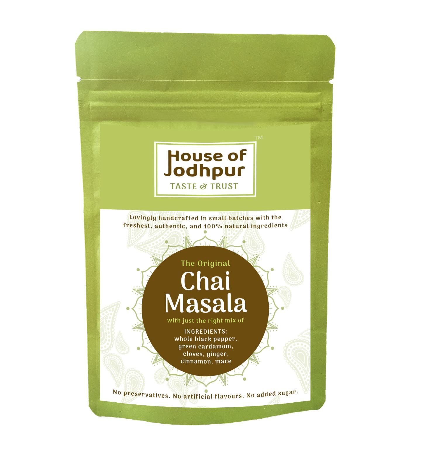 House of Jodhpur Original Chai Masala (Tea spice mix) 50gm | 100% Natural | Authentic Taste | Whole black pepper, Green cardamom, Cloves, Ginger, Cinnamon, Mace