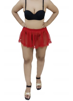 Girls and Women Casual, Beach, Swim, Honeymoon and Club Wear Transparent Red See Through Micro Skirt