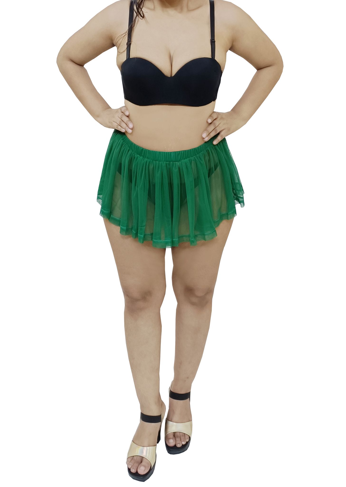 Girls and Women Casual, Beach, Swim, Honeymoon and Club Wear Transparent Green See Through Micro Skirt