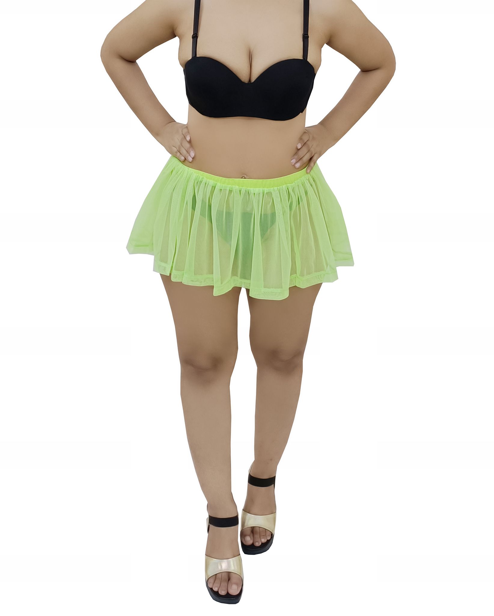 Girls and Women Casual, Beach, Swim, Honeymoon and Club Wear Transparent Sea Green See Through Micro Skirt