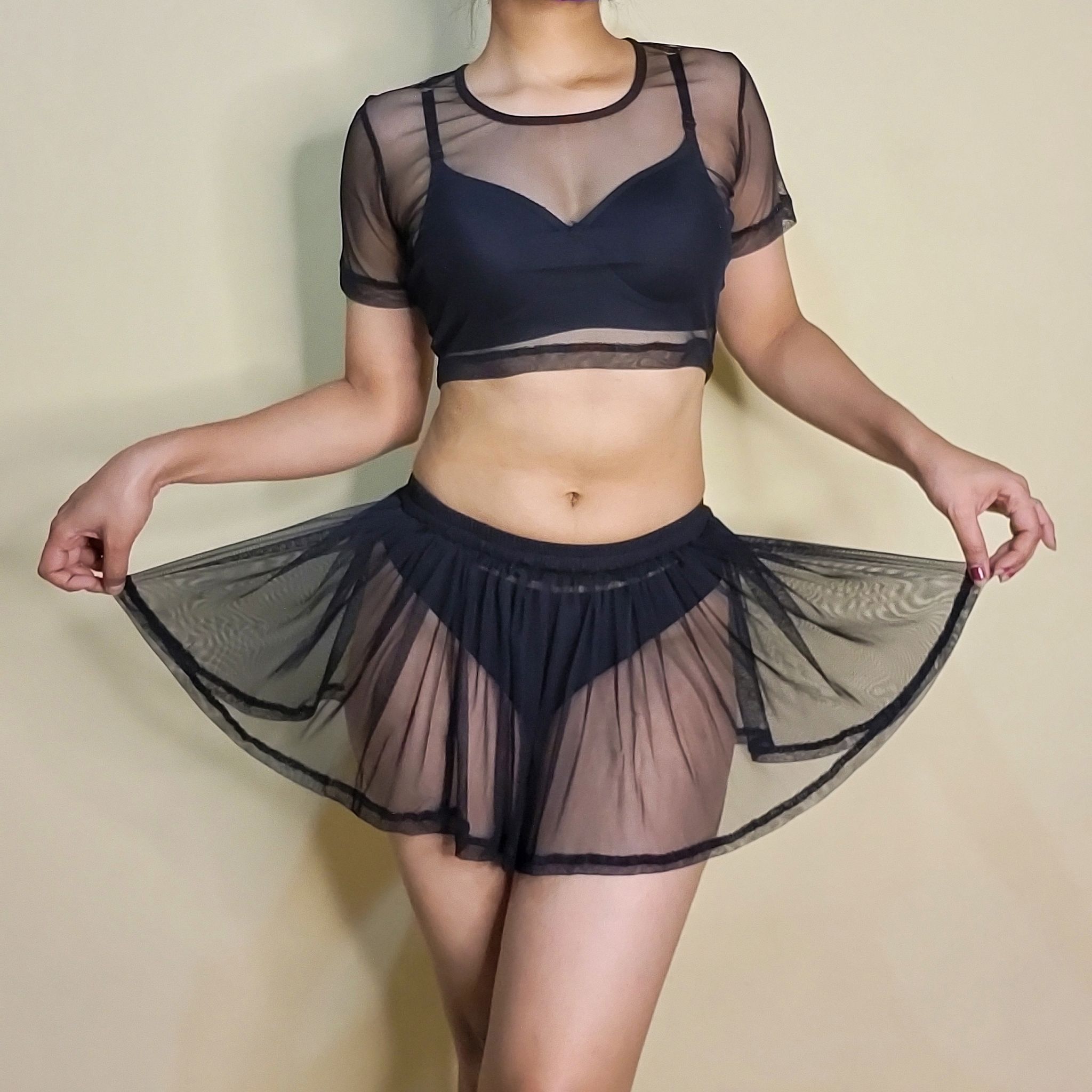 Girls and Women Casual, Beach, Swim, Honeymoon and Club Wear Transparent Black See Through Micro Skirt