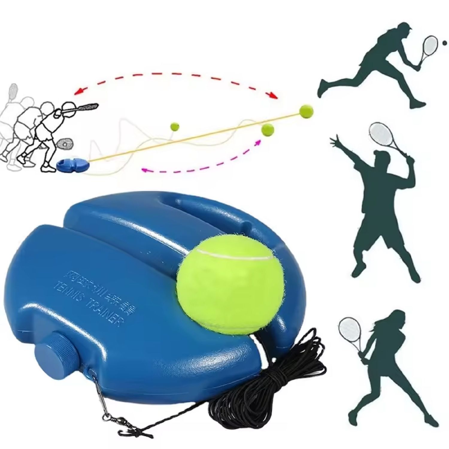 KTRS ENTERPRISE Tennis solo Trainer Rebounder Ball Cemented Baseboard with Rope Solo Equipment Practice Training tennis