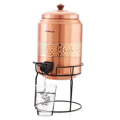 Dr. WaterR Pure Copper Water Dispenser Matka with Stand, Ideal for Home Kitchen/Reception/Office (Dispenser with Stand)