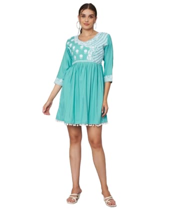 KOI SLEEPWEAR Beautiful Short Embroidered Dress SKY BLUE