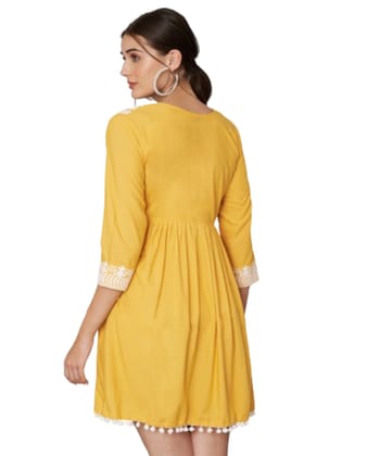 KOI SLEEPWEAR Beautiful Short Embroidered Dress YELLOW