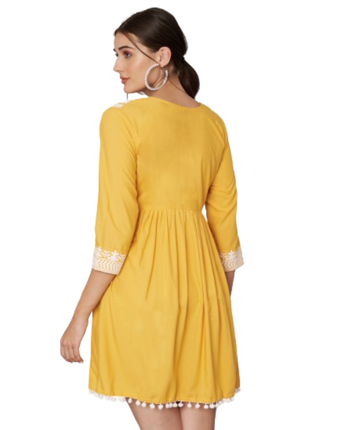 KOI SLEEPWEAR Beautiful Short Embroidered Dress YELLOW