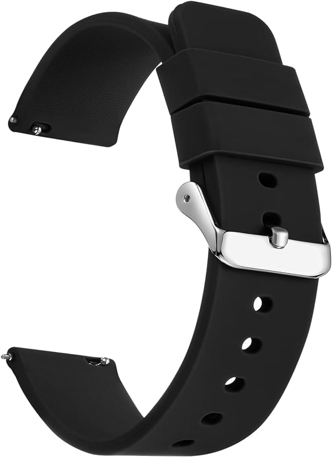 justly Smart Watch Strap Belt For Smart Watch Size 19mm/20mm/22mm/ Strap Sillicone Black (20MM)