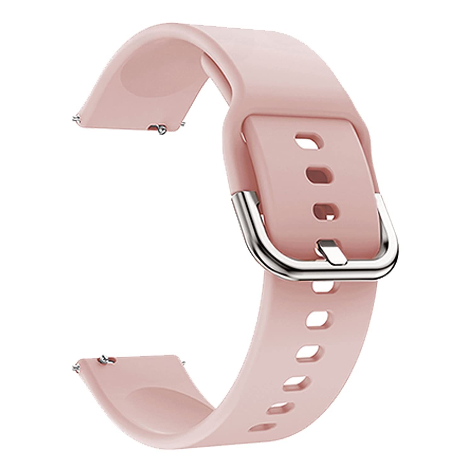 19mm Silicone Strap Band with Metal Buckle Compatible with Noise Colorfit Pro 2, Boat Storm Smart Watch & Watches All19mm Watches Compatible (Pink)