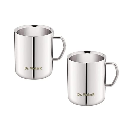 Dr. WaterR Stainless Steel Double Wall Sober Coffee Mug 250ml Set of 2 pcs, Inside Hot Outside Cool, Ideal For Tea, chai, Coffee, Home, Party, Restaurant, Gifting, Special Occasion