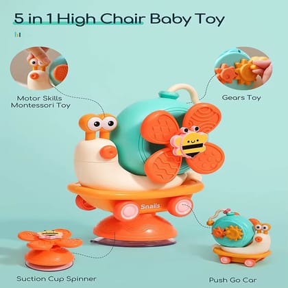 KTRS ENTERPRISE High Chair Toy Sliding Baby Crawling Snail Spinner Children Suction Cup Bathroom Toy Detachable Spinning Windmill Baby Toys