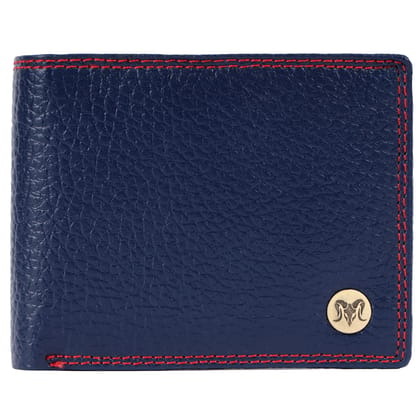 Aries  Men Casual Blue Genuine Leather RFID Wallet