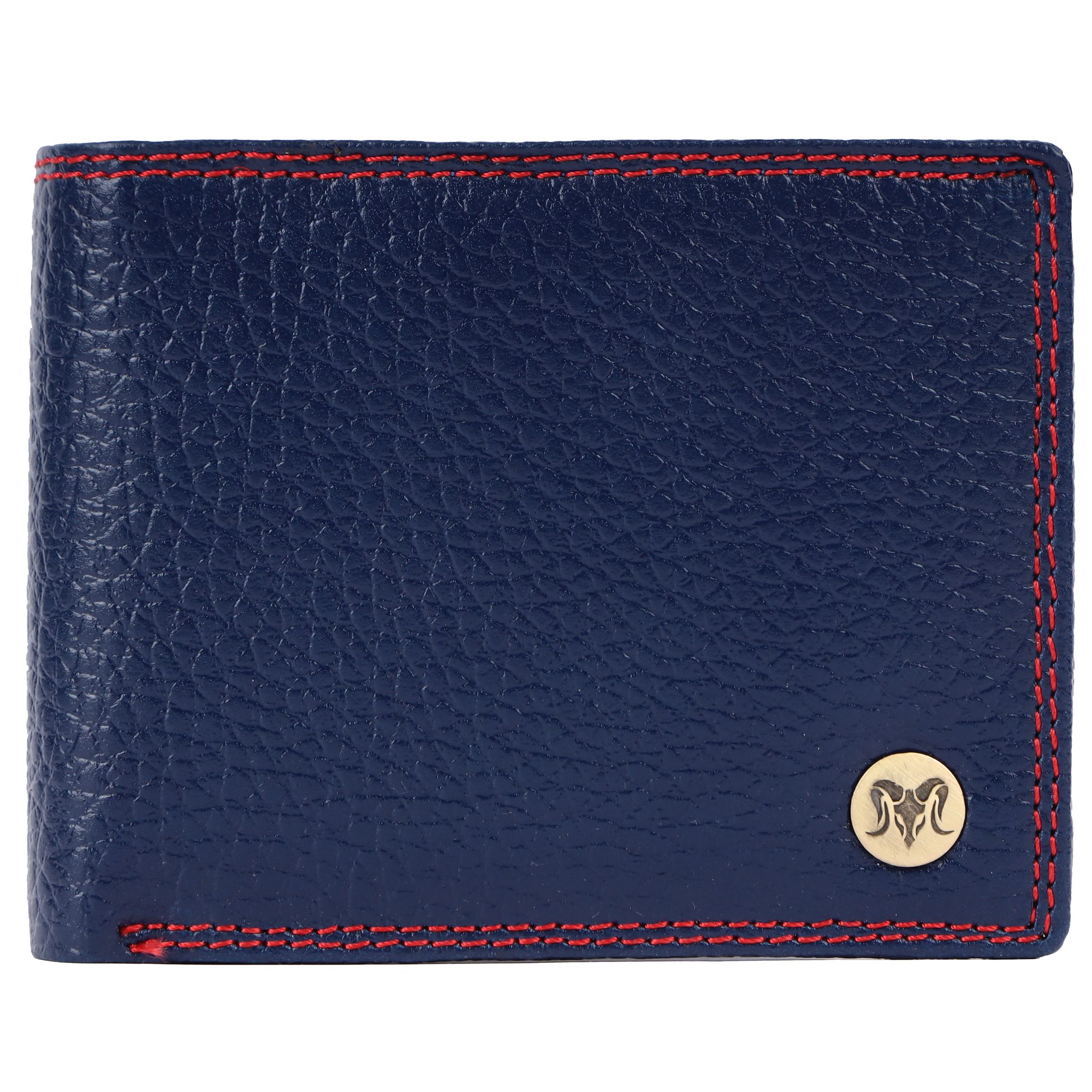 Aries  Men Casual Blue Genuine Leather RFID Wallet