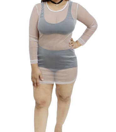 Casual, Club and Beach Wear See Through White Fitted Mini Bodycon