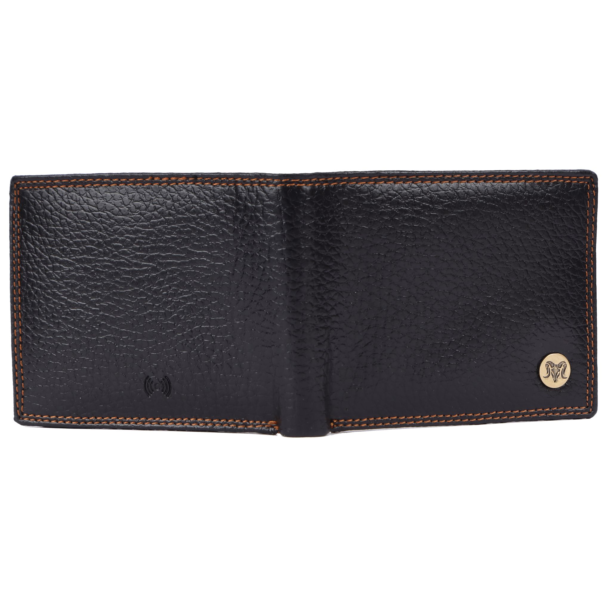 Aries  Men Casual Black Genuine Leather RFID Wallet