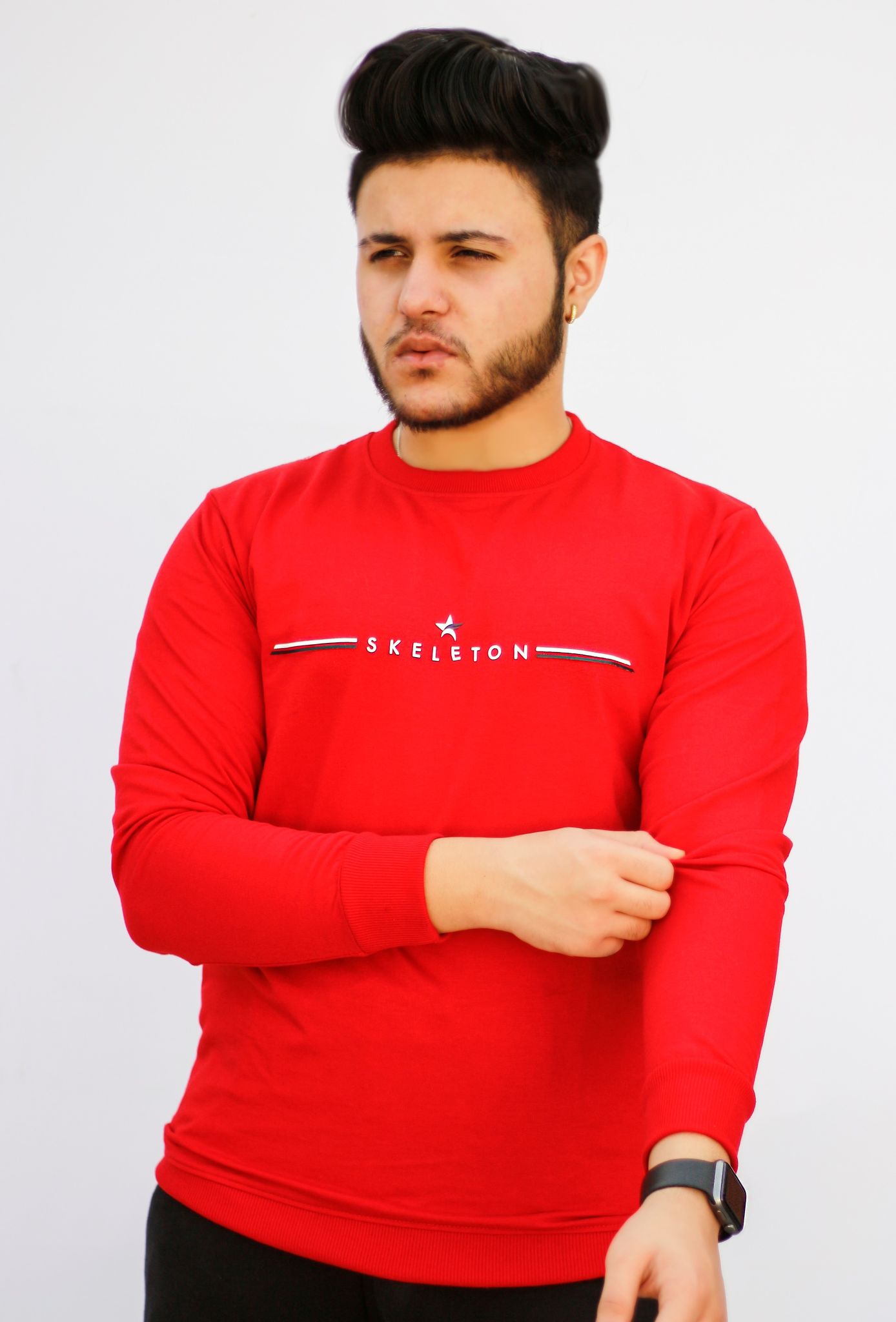 BlueFicus Men Typography Round Neck Cotton Blend Blue SweatShirt for Men Boys Casual Wear ( Pack of 1, Red)