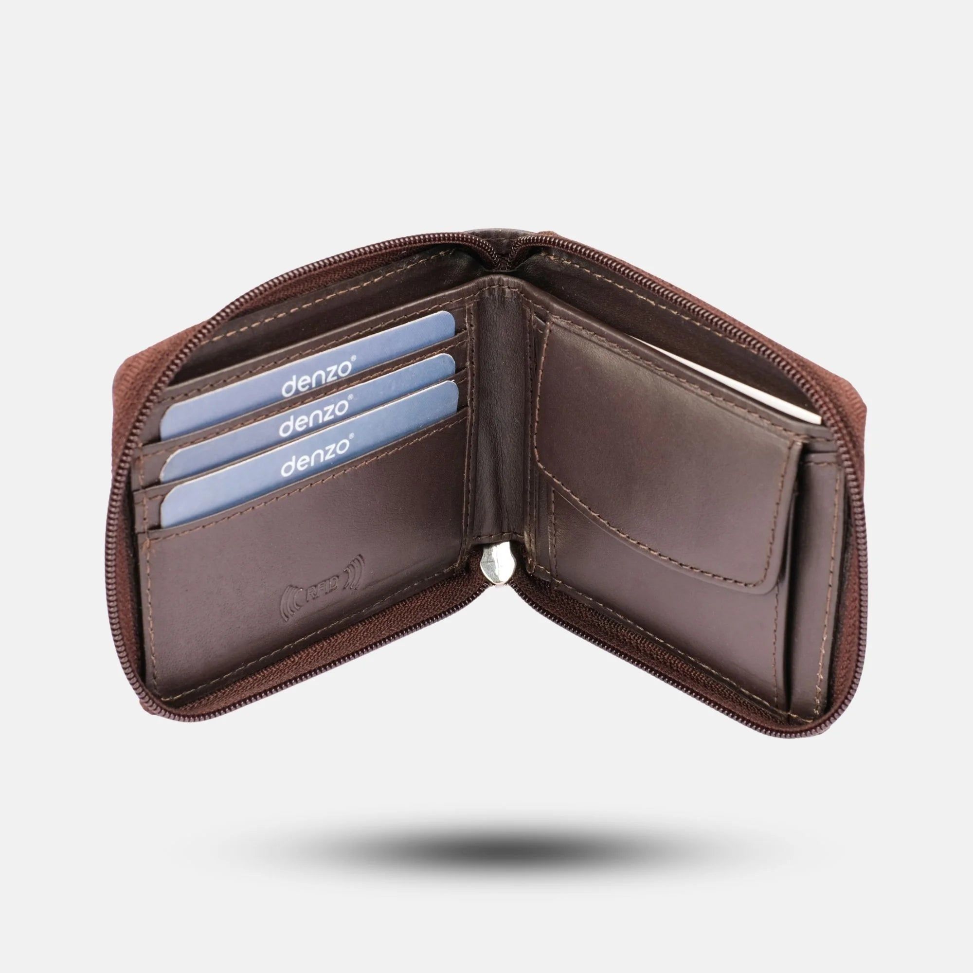 Secure Zip Wallet Chocolate Brown