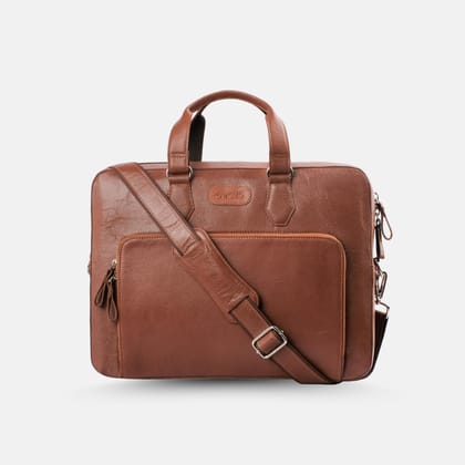 Viva Tan Leather Laptop Bag