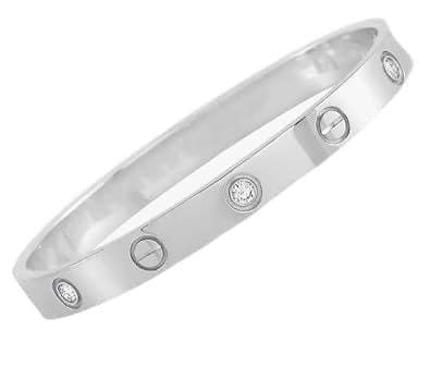 Classic Stainless Steel Love Band Bracelet | Anti-Tarnish, Cubic Zirconia Studded Bangle Kada | Latest Stylish Gifts for Women and Girls