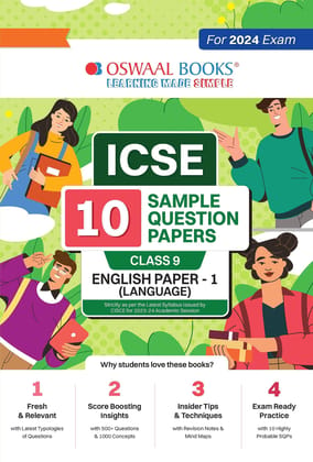 Oswaal ICSE 10 Sample Question Papers Class 9 English-1 For 2024 Exam (Based On The Latest CISCE/ICSE Specimen Paper) Oswaal Editorial Board